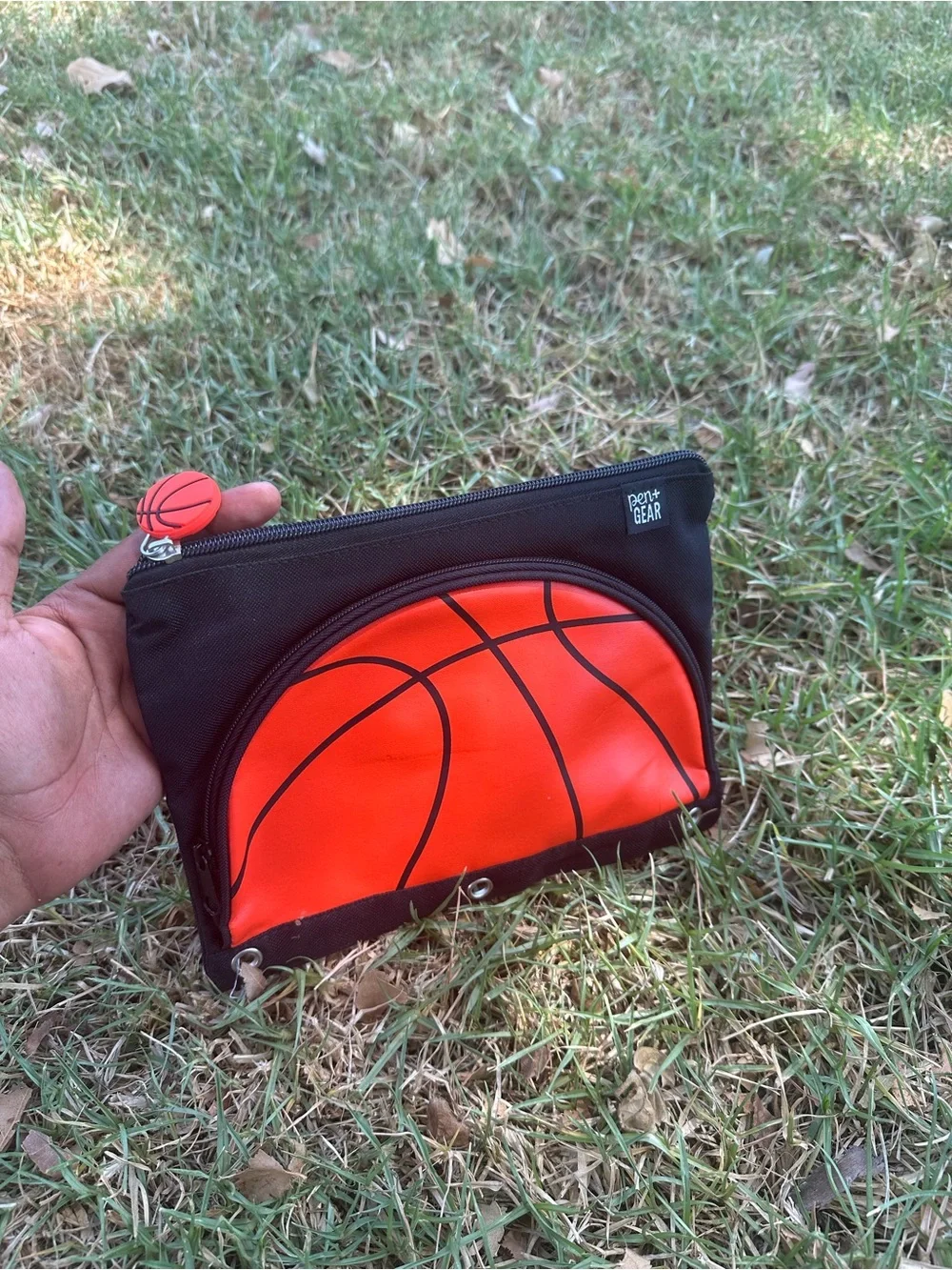 Kids Basketball Pencil Case - Orange & Black